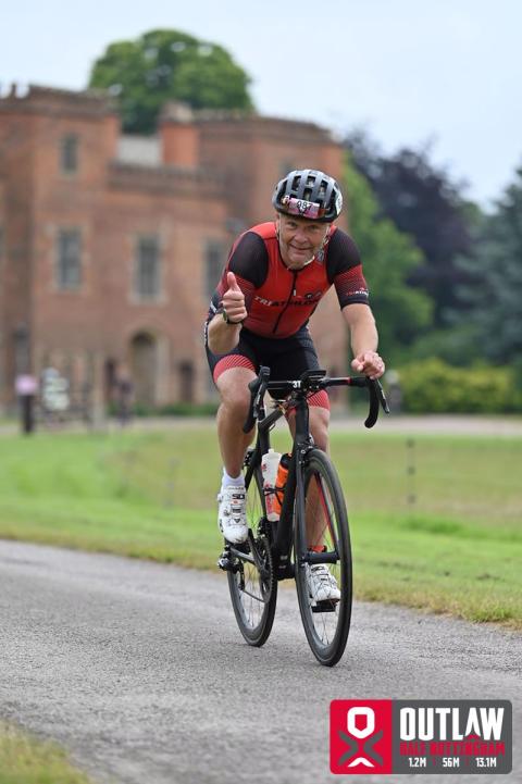 A thumbs up for a strong bike leg